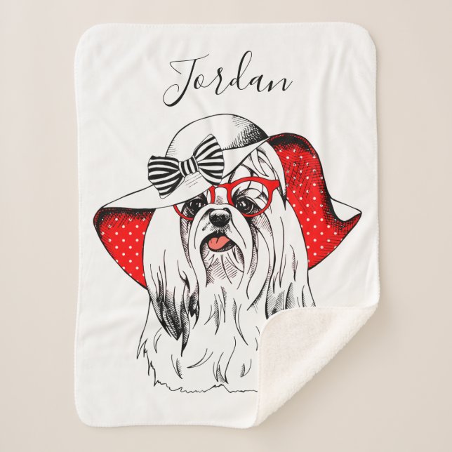 Couverture Sherpa La pousse | de mode de Yorkie ajoutent votre nom (Devant)