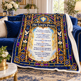 Couverture Sherpa La Prière du Seigneur Verre Cathédrale Bleu Marine