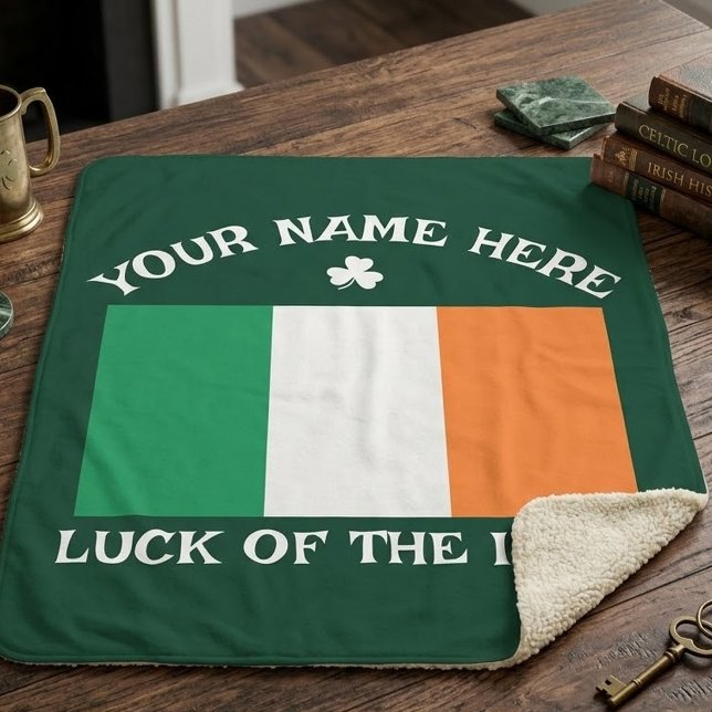 Couverture Sherpa La Saint-Patrick Drapeau Irlande Nom Personnalisé  (Créateur téléchargé)