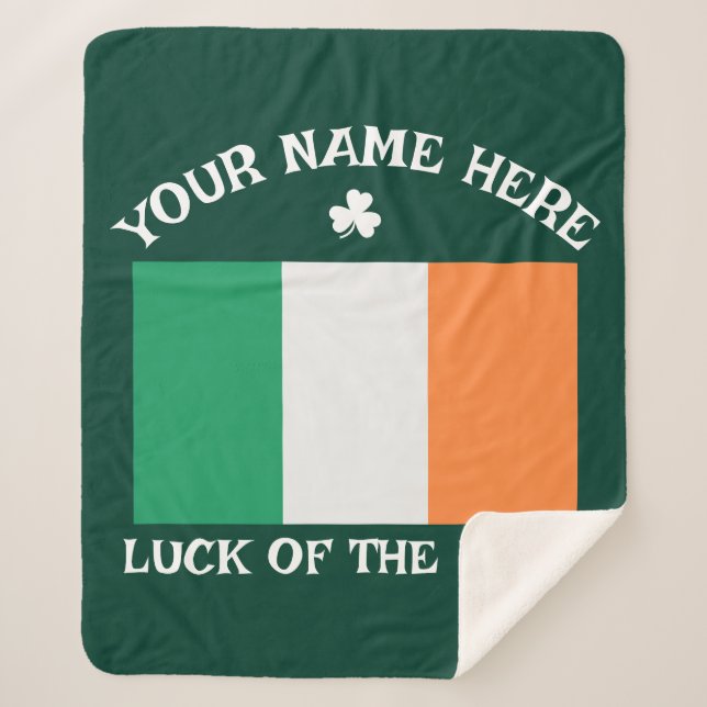 Couverture Sherpa La Saint-Patrick Drapeau Irlande Nom Personnalisé  (Devant)
