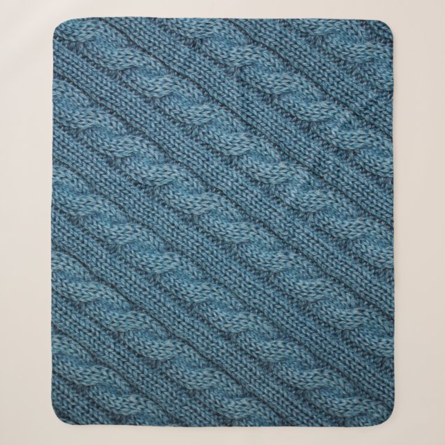 Couverture Sherpa la texture du tissu tricoté, couleur bleu clair (Devant)