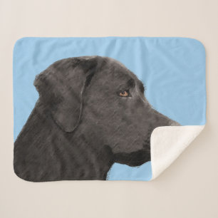 Couverture Sherpa Labrador Retriever Black Peinture Original Chien A