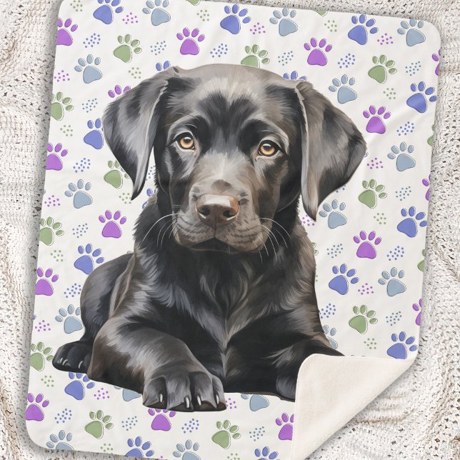 Couverture Sherpa Labrador Retriever Chien Empreintes de pattes colo (Créateur téléchargé)