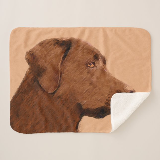 Couverture Sherpa Labrador Retriever (Chocolat) Peinture - Chien Art (Devant (Horizontal))