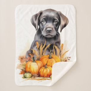 Couverture Sherpa Labrador Retriever Puppy Automne Citrouille Amoure