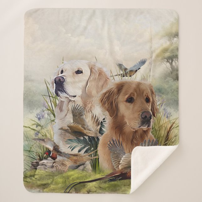Couverture Sherpa Labrador Retrivers avec faisan, Art (Devant)
