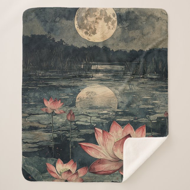 Couverture Sherpa Lac de lotus au clair de lune (4) (Devant)
