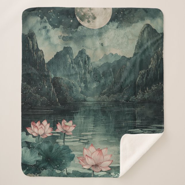 Couverture Sherpa Lac de lotus au clair de lune (8) (Devant)