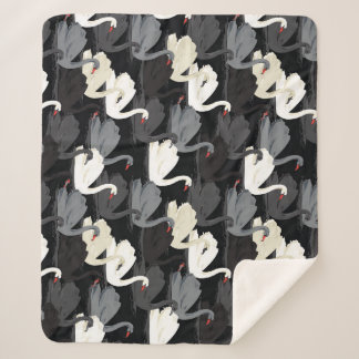Couverture Sherpa Lac Swan vintage : Motif Monotone.