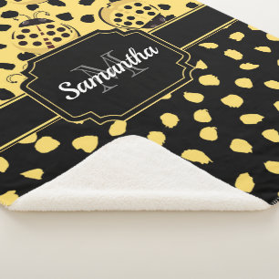 Couverture Sherpa Ladybugs Jaune