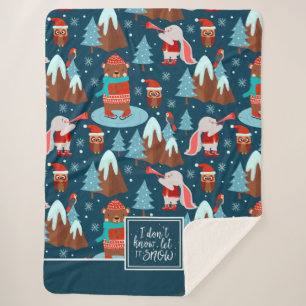 Couverture Sherpa Laisser la neige mignonne Motif animal avec le nom