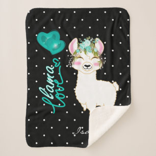 Couverture Sherpa L'amour de Llama dans la flore Turquoise