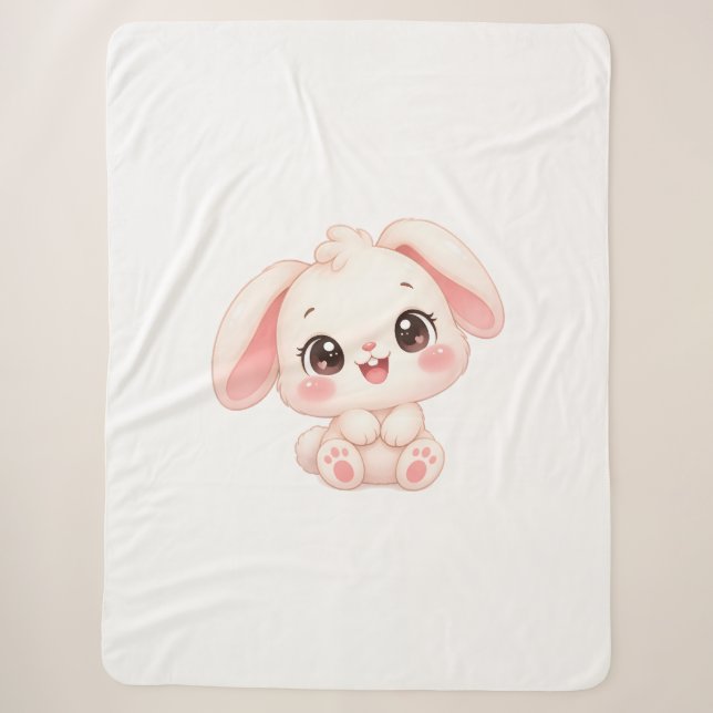 Couverture Sherpa Lapin bébé endormi (Devant)