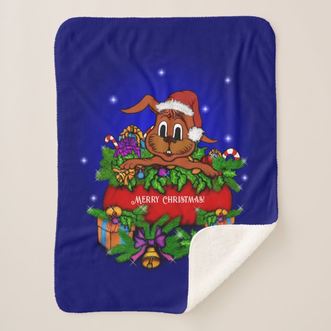 Couverture Sherpa Lapin de Noël (Devant)