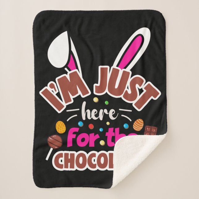 Couverture Sherpa Lapin de Pâques Je suis juste là pour le chocolat (Devant)