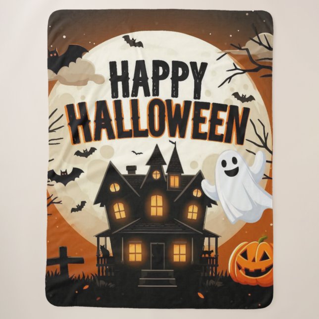 Couverture Sherpa L'art d'Halloween vintage (Devant)
