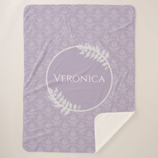 Couverture Sherpa Lavande Elegant Damask Personnalisé