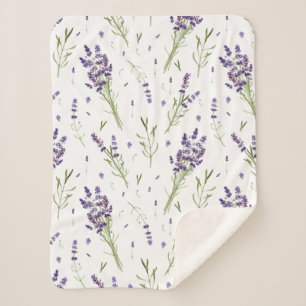 Couverture Sherpa Lavender Plant Pattern Sherpa Fleece Blanket