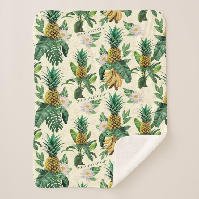 Couverture Sherpa Le Motif blanc Lotus Pineapple Paradise (Devant)
