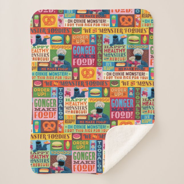 Couverture Sherpa Le Motif de camion Foodie de Cookie Monster (Devant)