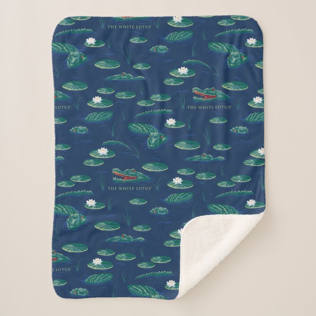 Couverture Sherpa Le Motif de la lagune du Lotus Alligator blanc (Devant)