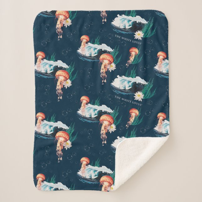 Couverture Sherpa Le Motif de la méduse blanche Lotus Ocean (Devant)
