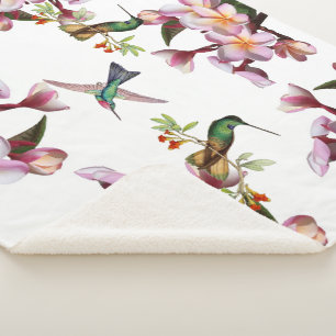 Couverture Sherpa Le Plumeria d'oiseau de colibri fleurit la