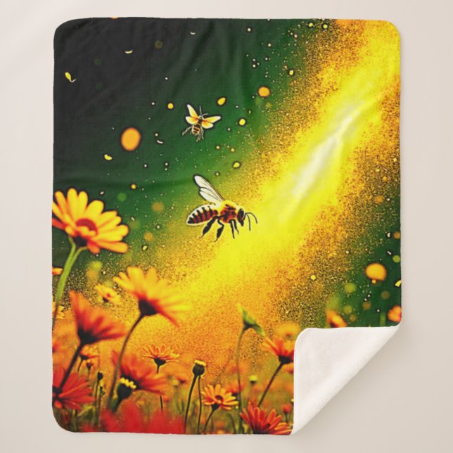 Couverture Sherpa Le pollen doré des abeilles explose Joy Design (Devant)