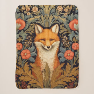 Couverture Sherpa Le renard et les fleurs rouges style Art nouveau