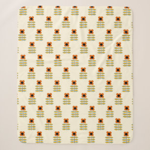Couverture Sherpa Le Scandinave a inspiré le motif floral orange