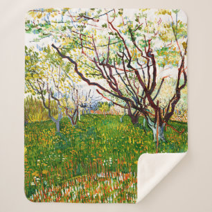 Couverture Sherpa Le verger en fleurs (1888) par Vincent Van Gogh