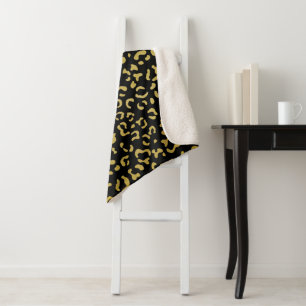 Couverture Sherpa Leopard d'or, Parties scintillant d'or, Motif de l