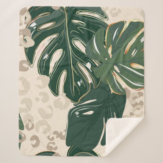 Couverture Sherpa Leopard motif, poster de animal design transparent (Devant)
