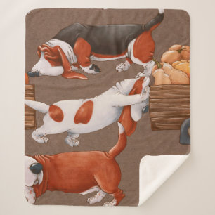 Couverture Sherpa Les chiens de Basset Hound transportent un chariot