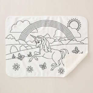 Couverture Sherpa Les enfants me colorent Unicorn Rainbow
