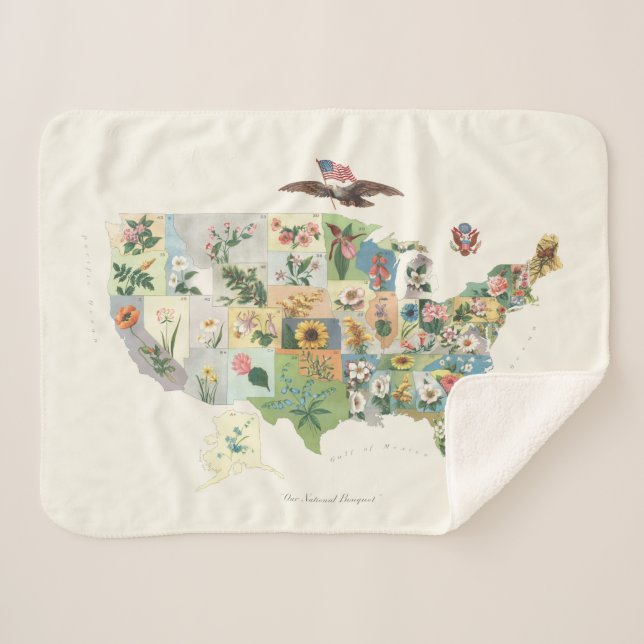 Couverture Sherpa Les Etats-Unis fleurissent la carte - notre (Devant (Horizontal))