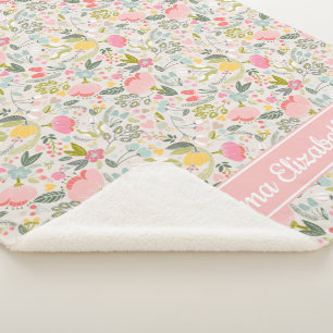Couverture Sherpa Les fleurs abondantes ont personnalisé le bébé