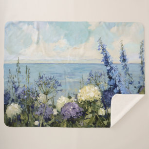 Couverture Sherpa Les fleurs et la peinture sur la mer