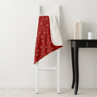 Couverture Sherpa Les flocons de neige sur le rouge