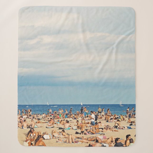 Couverture Sherpa Les gens sur la plage de sable brun (Devant)