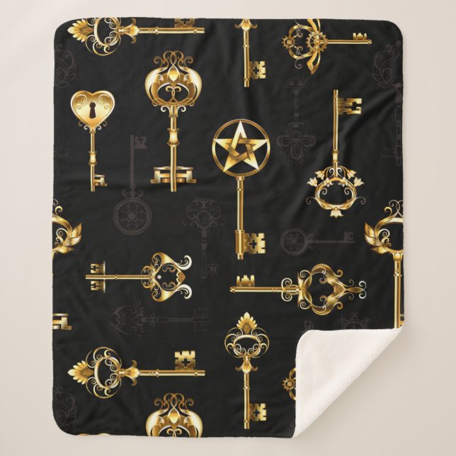 Couverture Sherpa Les Patters de Seamless avec Golden Keys (Devant)