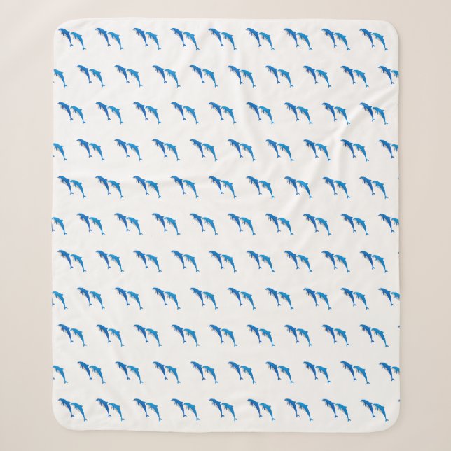 COUVERTURE SHERPA L'ÉTÉ, DES DOLPHINS GRIS ET BLEU FUNNY (Devant)