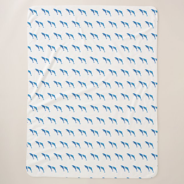 COUVERTURE SHERPA L'ÉTÉ, DES DOLPHINS GRIS ET BLEU FUNNY (Devant)