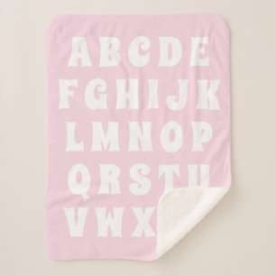 Couverture Sherpa Lettre alphabet Abc rose blanc enfants enfants enf
