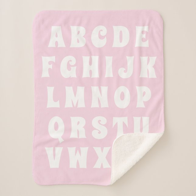 Couverture Sherpa Lettre alphabet Abc rose blanc enfants enfants enf (Devant)