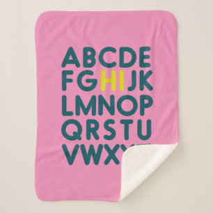 Couverture Sherpa Lettre alphabet simple en rose