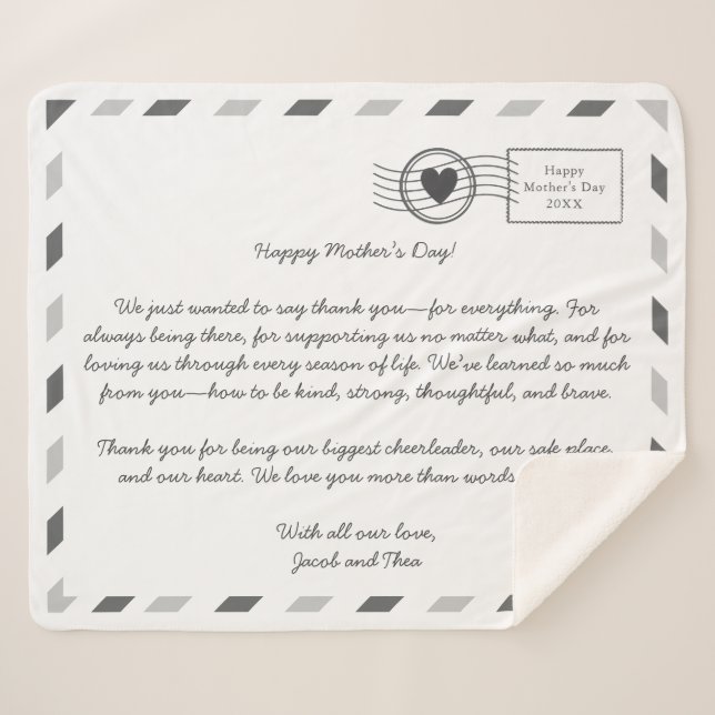 Couverture Sherpa Lettre d'amour Airmail à maman (Devant (Horizontal))