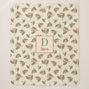 Couverture Sherpa Lettre Monogramme personnalisée et nom Christmas H