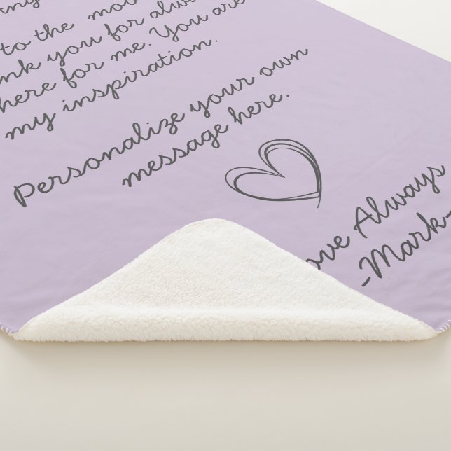 Couverture Sherpa Lettre ou message d'amour manuscrit Lavender   (3/4)
