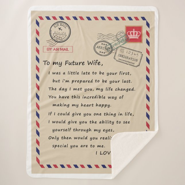Couverture Sherpa Lettre personnalisée à ma future épouse (Devant)